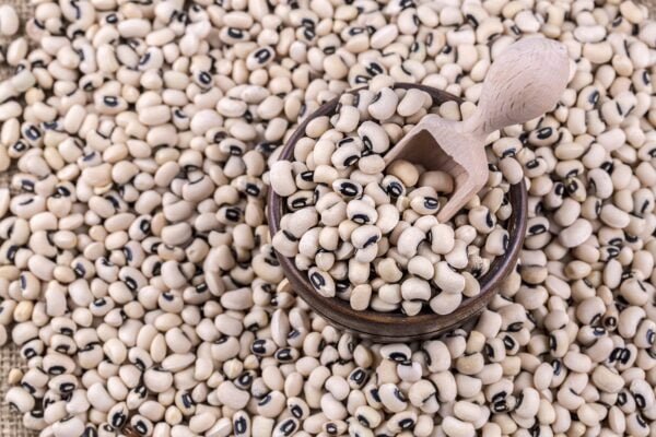 Black-eyed Beans texture background. Cowpea beans. Dried legumes.